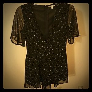 BLACK ROMPER WITH PINK/WHITE STARS