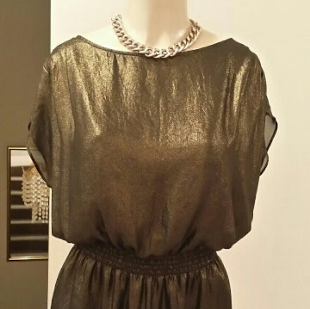 Gold bronze batwinged top