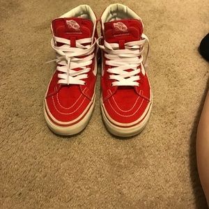 Red and white vans sk8 hi
