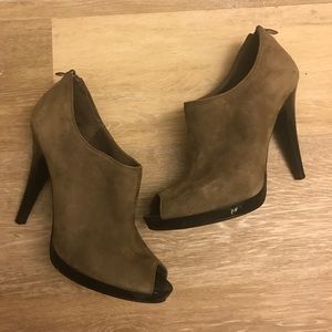 Nine West HotHotHot Open Toe Suede Bootie Heels