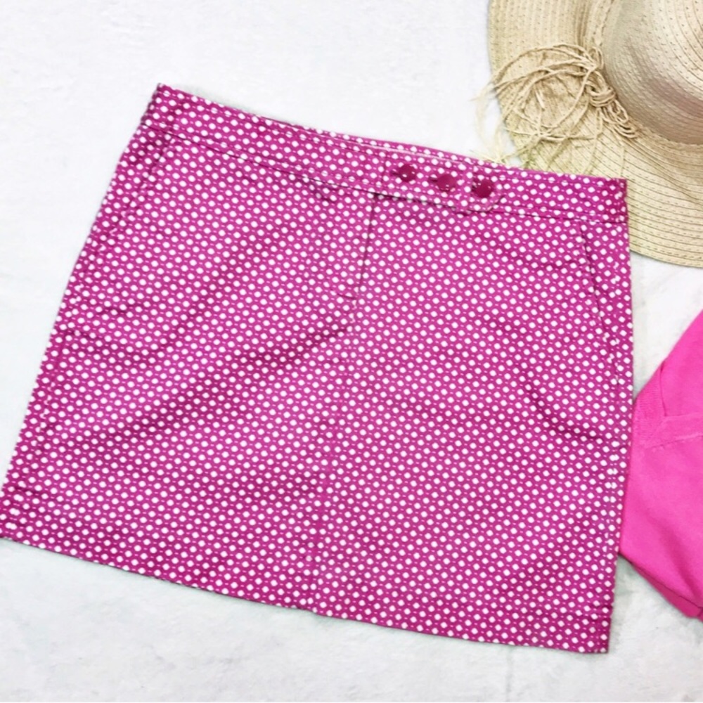 J CREW FACTORY SKIRT HOT PINK&WHITE DIAMOND PRINT