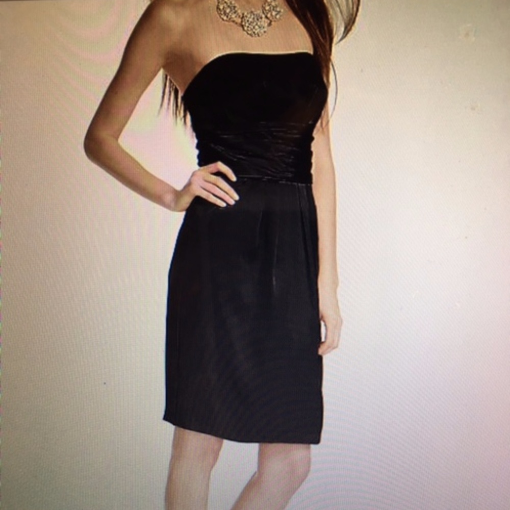 David's Bridal little black strapless dress