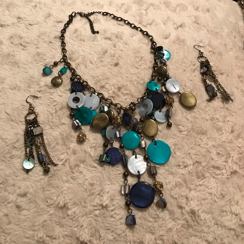 Set of necklace and earrings