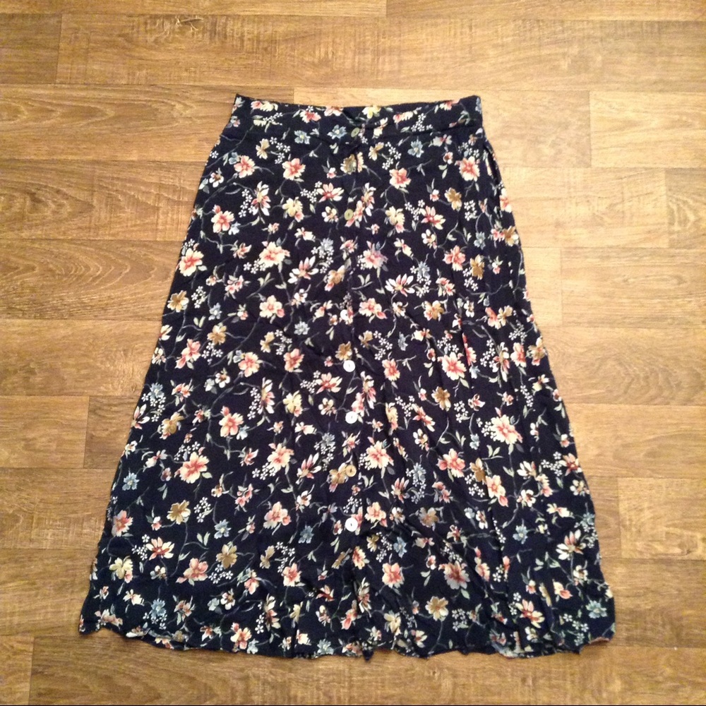 Navy Floral Skirt