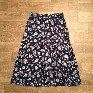 Navy Floral Skirt