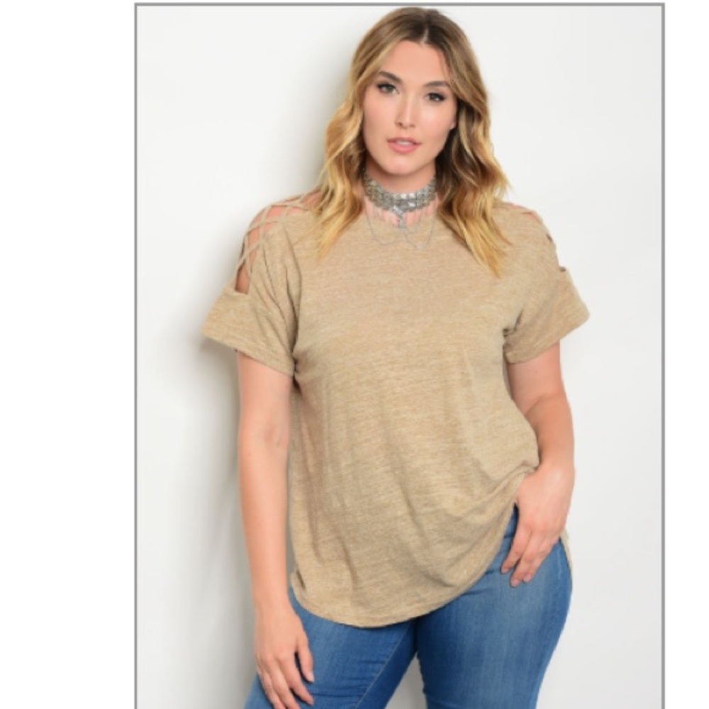 Cute Taupe plus size top