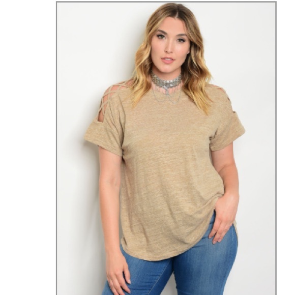 Cute Taupe plus size top - Picture 1 of 2