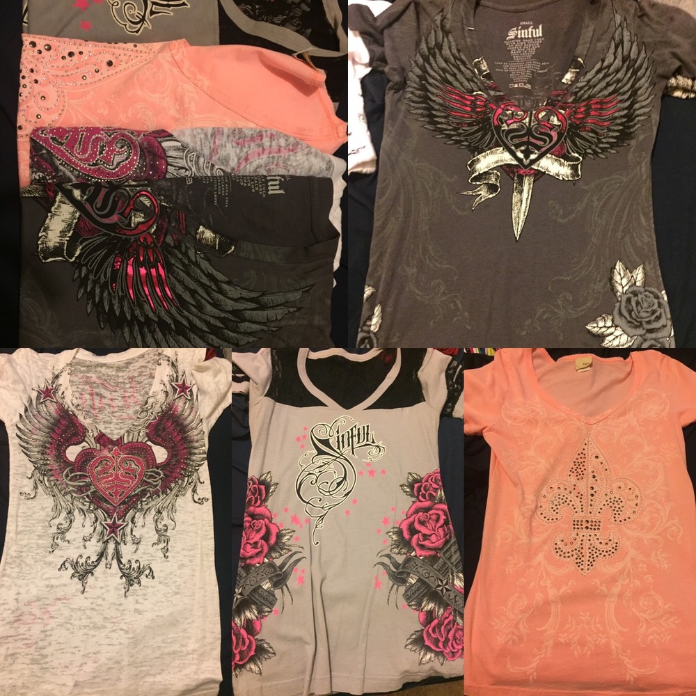 Sinful lot & one daytrip tshirts 4 total