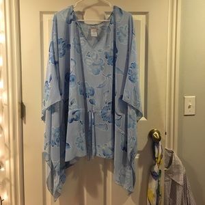 Plus Size Floral Poncho