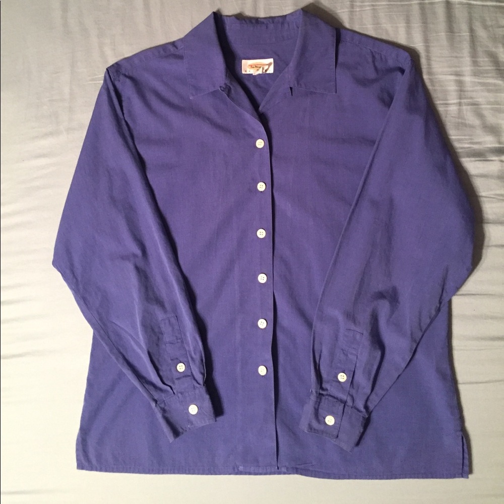 Petite Long sleeve button-down blouse
