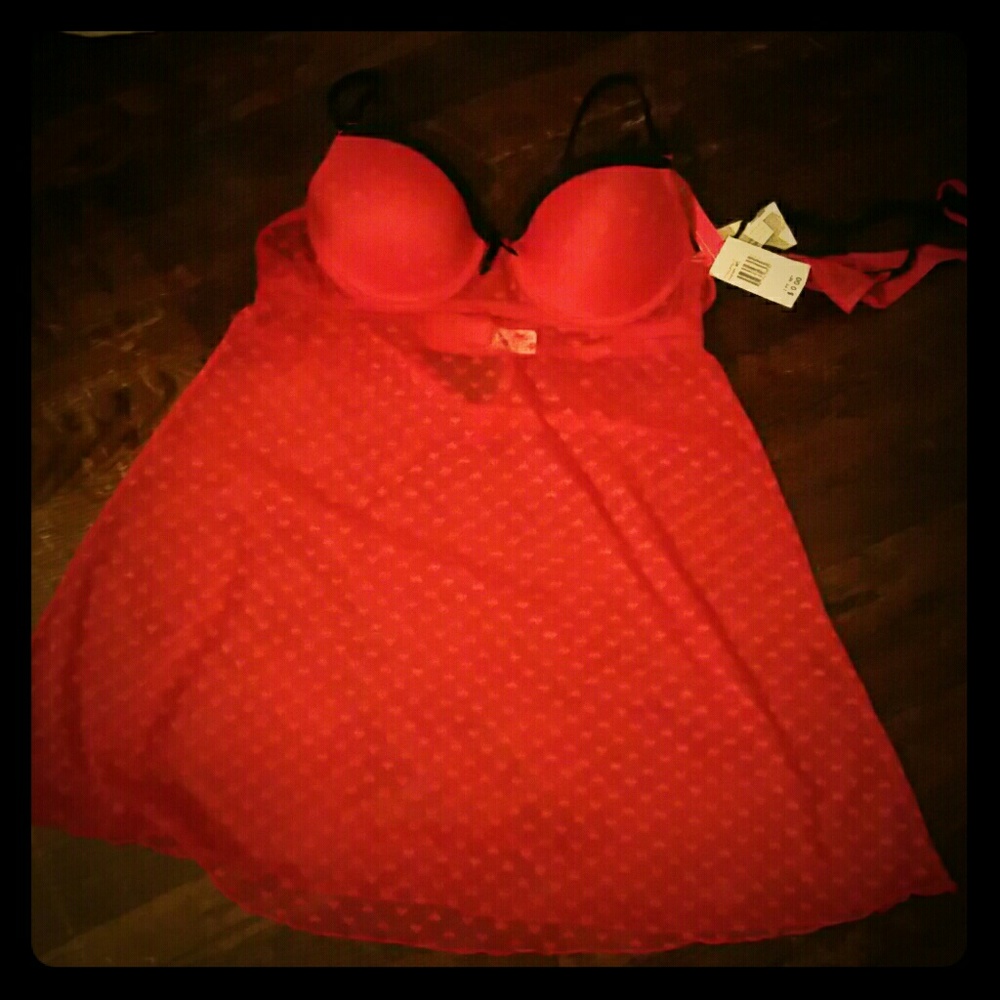 👀Brand New cherry red heart lace teddy so sexxxxy
