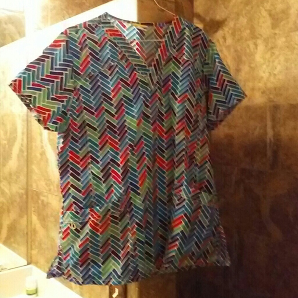 Colorful scrub top