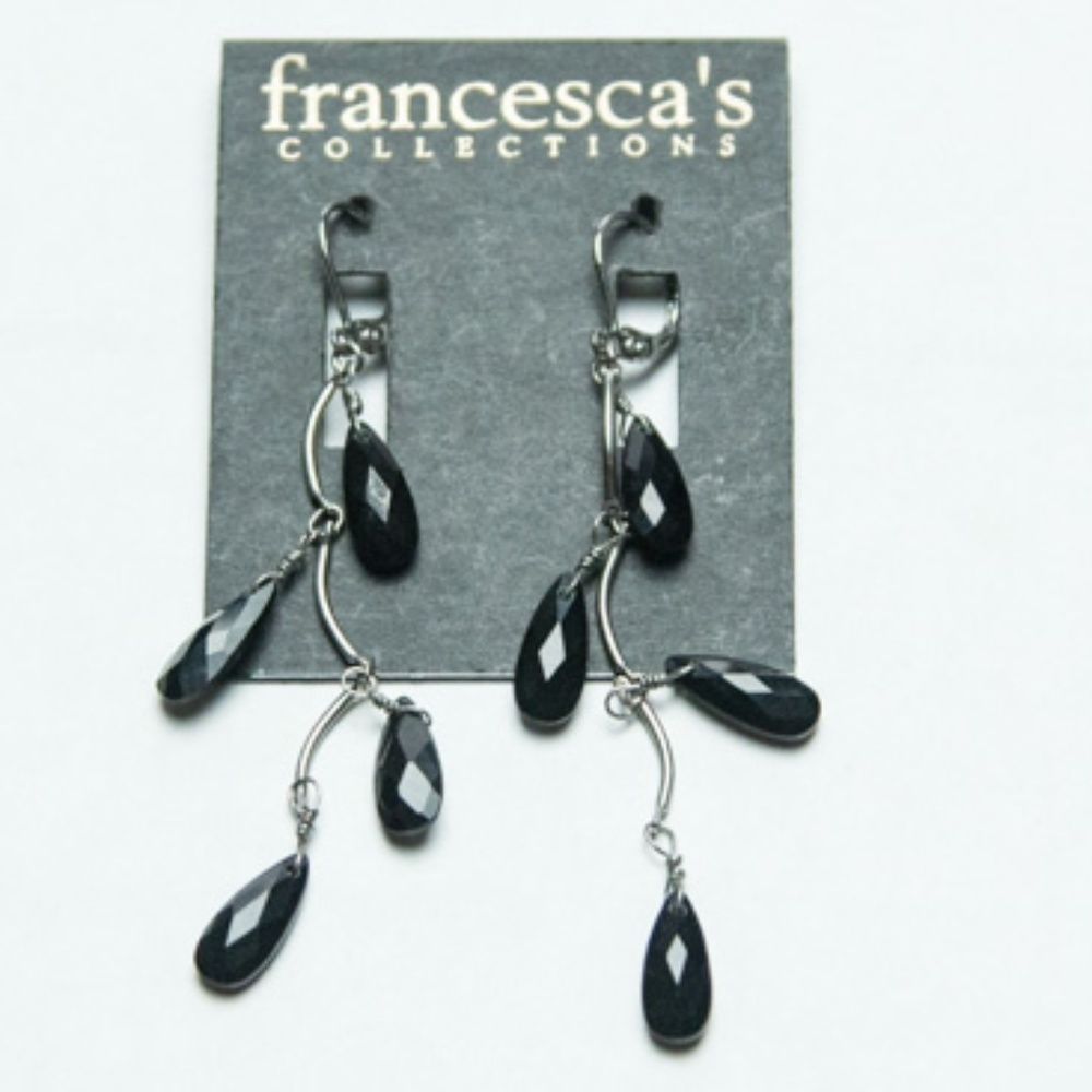 Francesca's Collection Black Drop Earrings