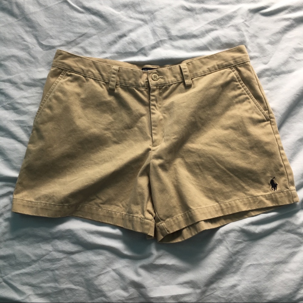 Khaki Ralph Lauren Sport Shorts with Polo Logo