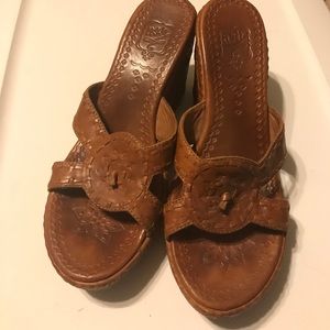 Ash brown leather platforms