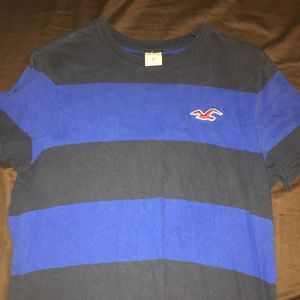 Men's Hollister Blue and Black Shirt Medium