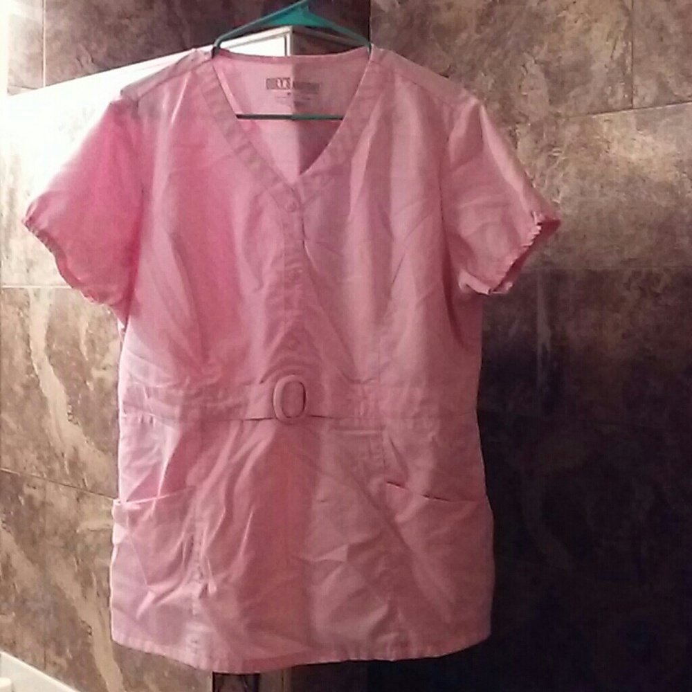Light pink scrub top