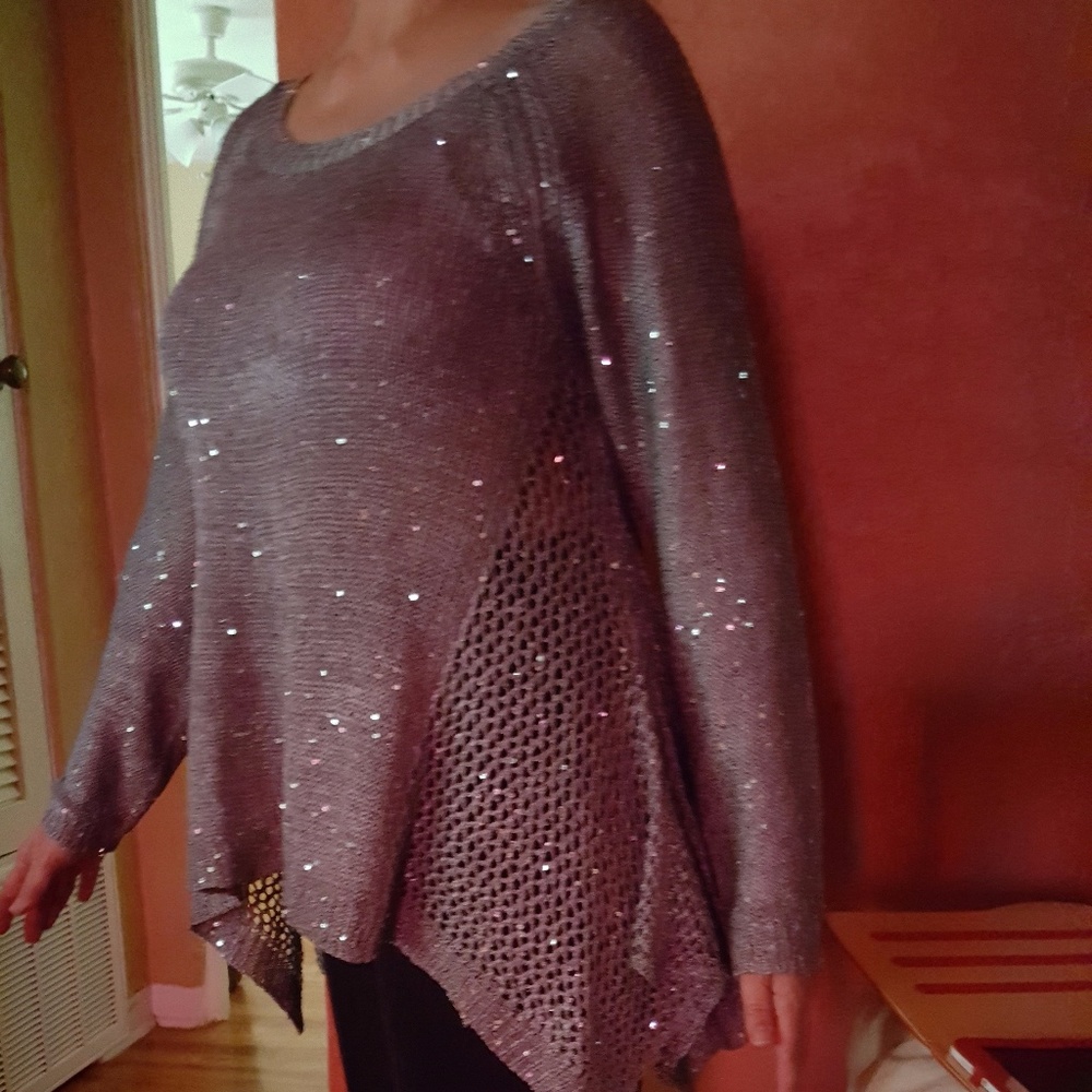Dolce Cabo silver sequined long sleeve top