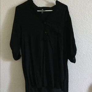 Long black quarter length button up