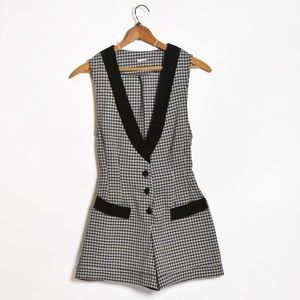 Vintage Plunge v-neck Plaid Romper