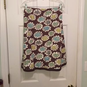 Brown flower print Boden skirt.