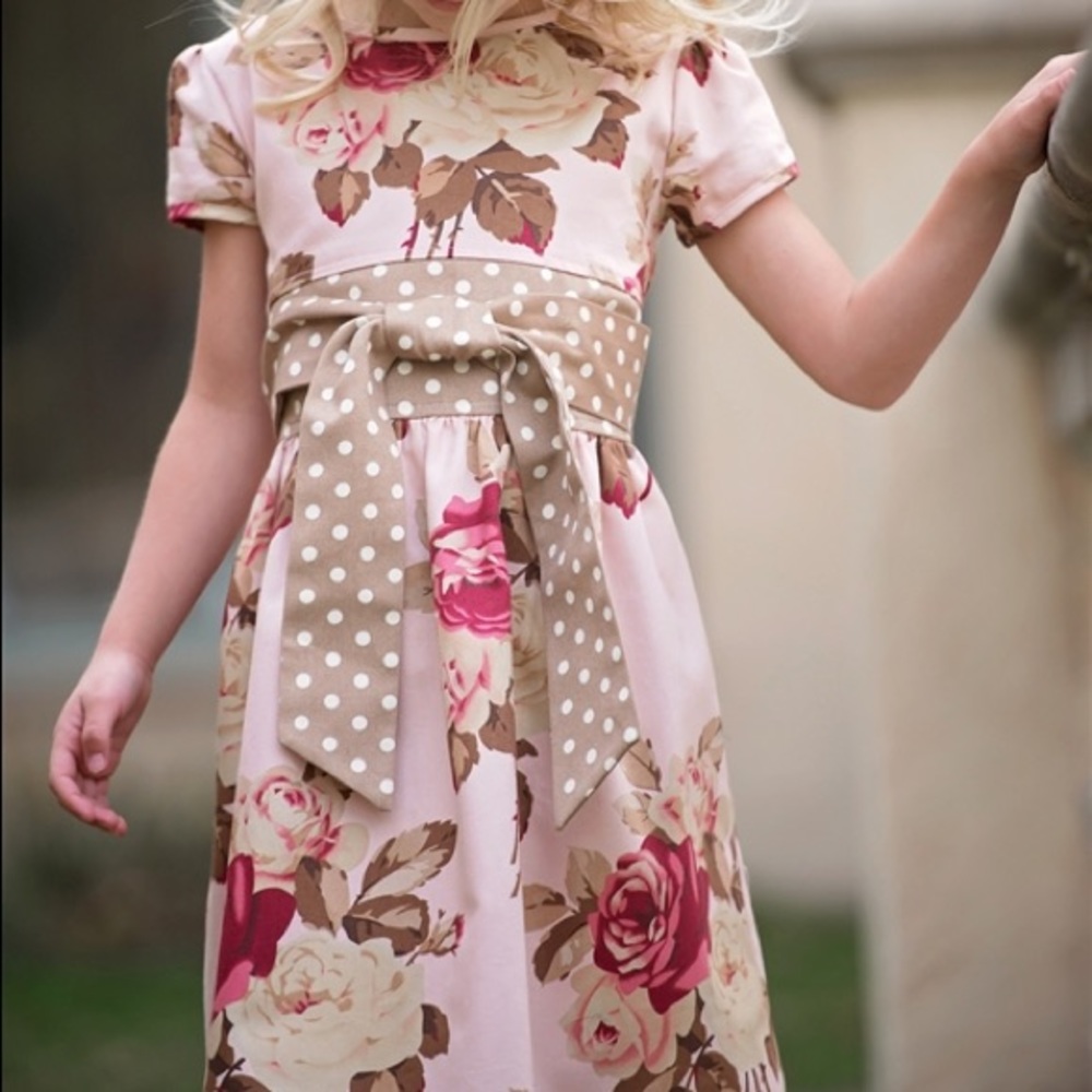 Persnickety Brown/ Pink Autumn floral dress sz 8