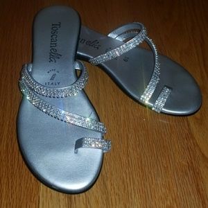 Strappy Crystal Toe loop Sandals