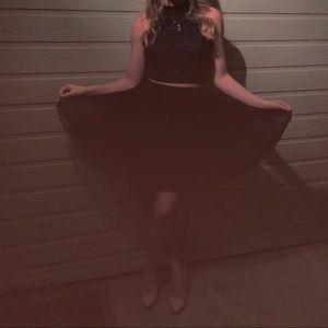 Navy Blue Two Piece Homecoming Dress