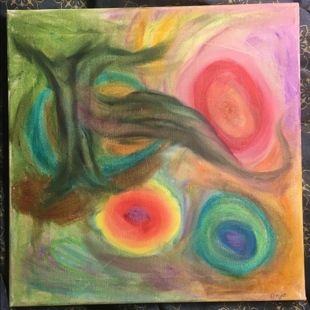 "Branch Out" Oil Pastel 10x10 Multicolored