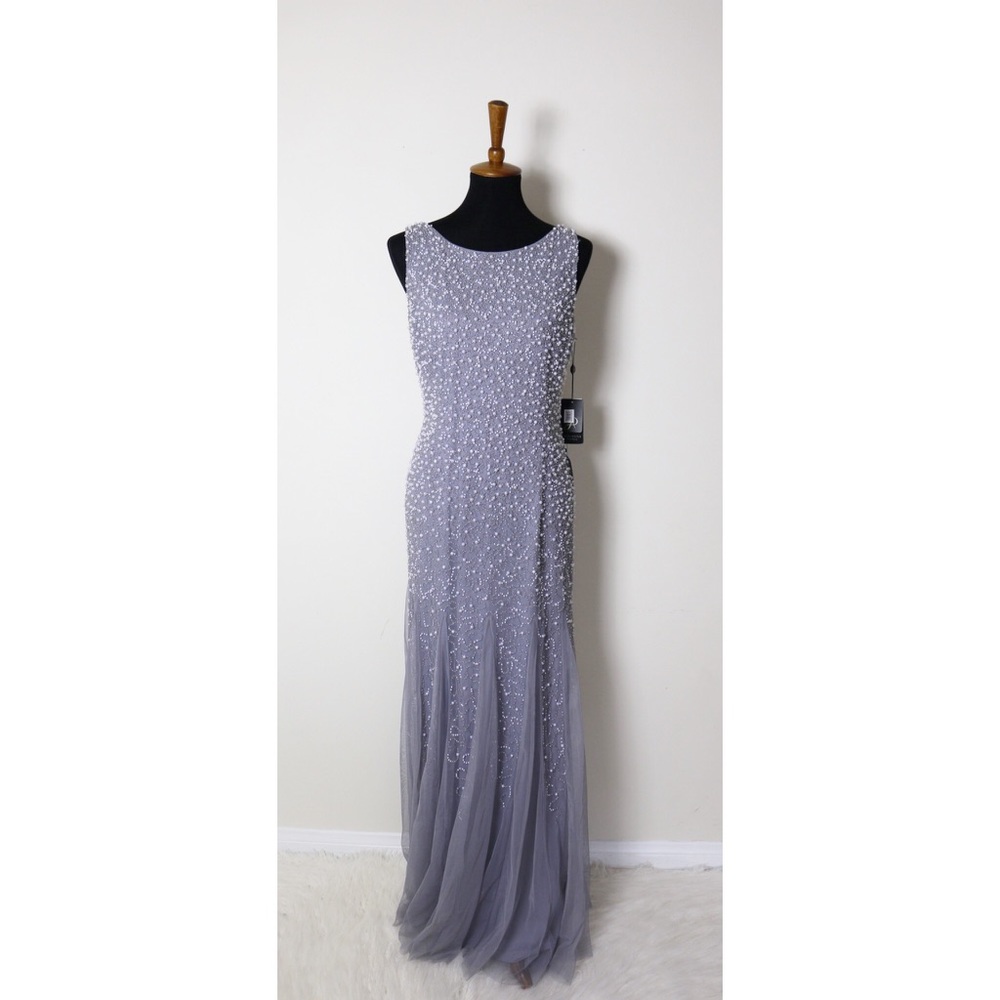 Adrianna Papell Pearl Mermaid Dress w Godet Skirt - Picture 4 of 6