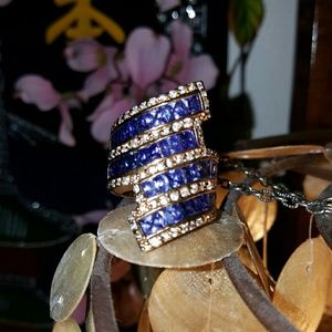 Tanzantite cz bypass & vermeil over 925 ring