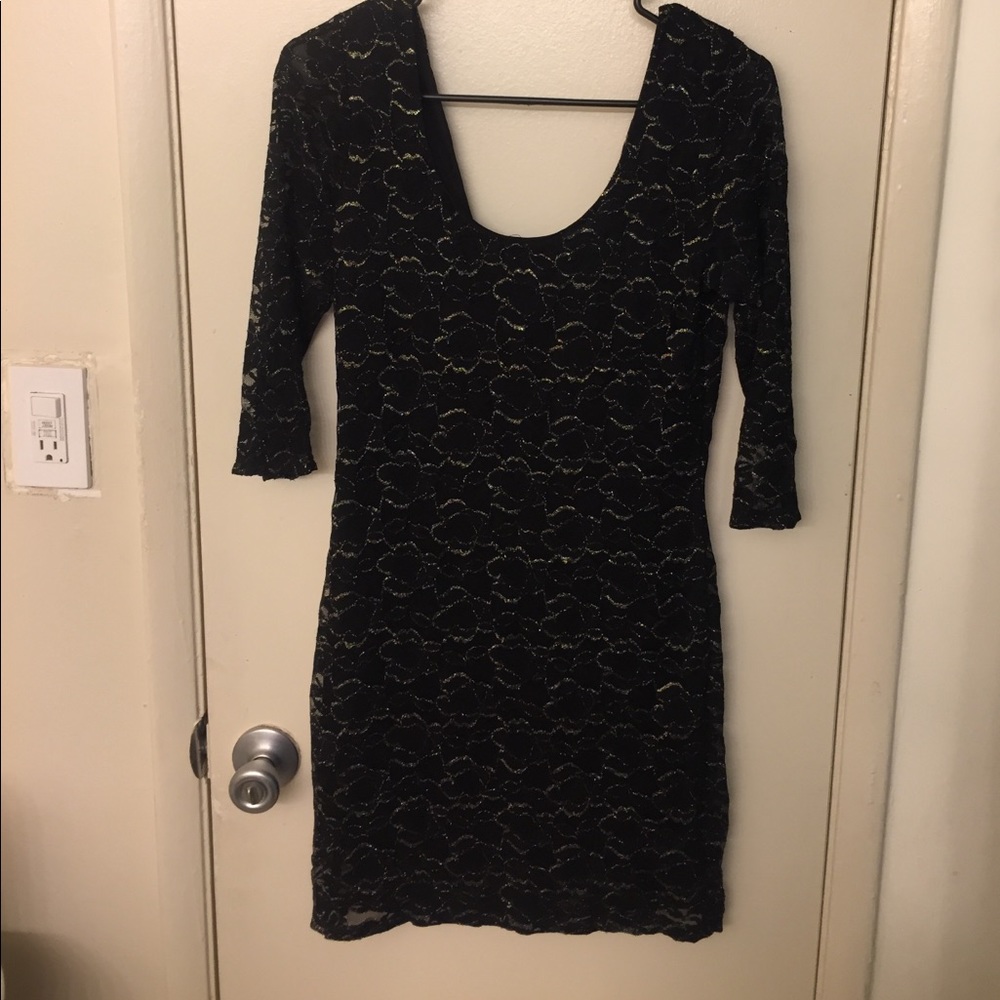 Black and Gold Lace Dress