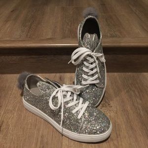 Silver Glitter Bunny Sneakers