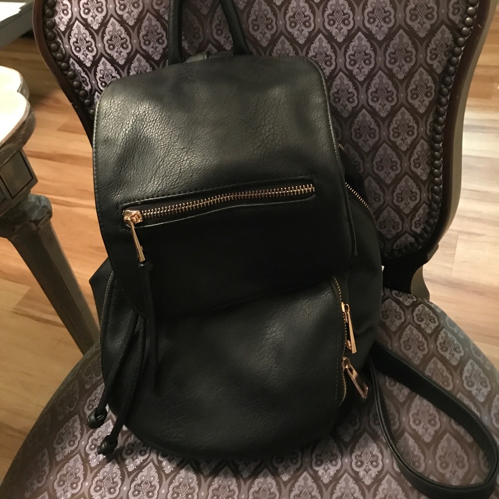 Black leather backpack from aldo