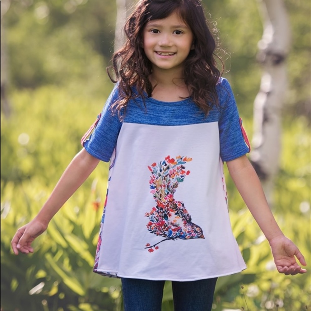 Persnickety Shiloh float top bird / floral EUC