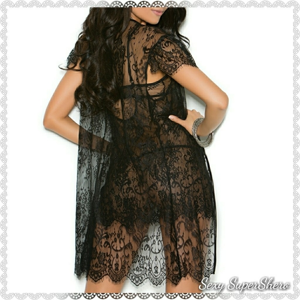 🆕 3pc robe set Eyelash lace Peignoir lingerie - Picture 4 of 8