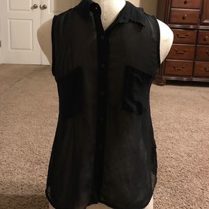 Sheer, black sleeveless top