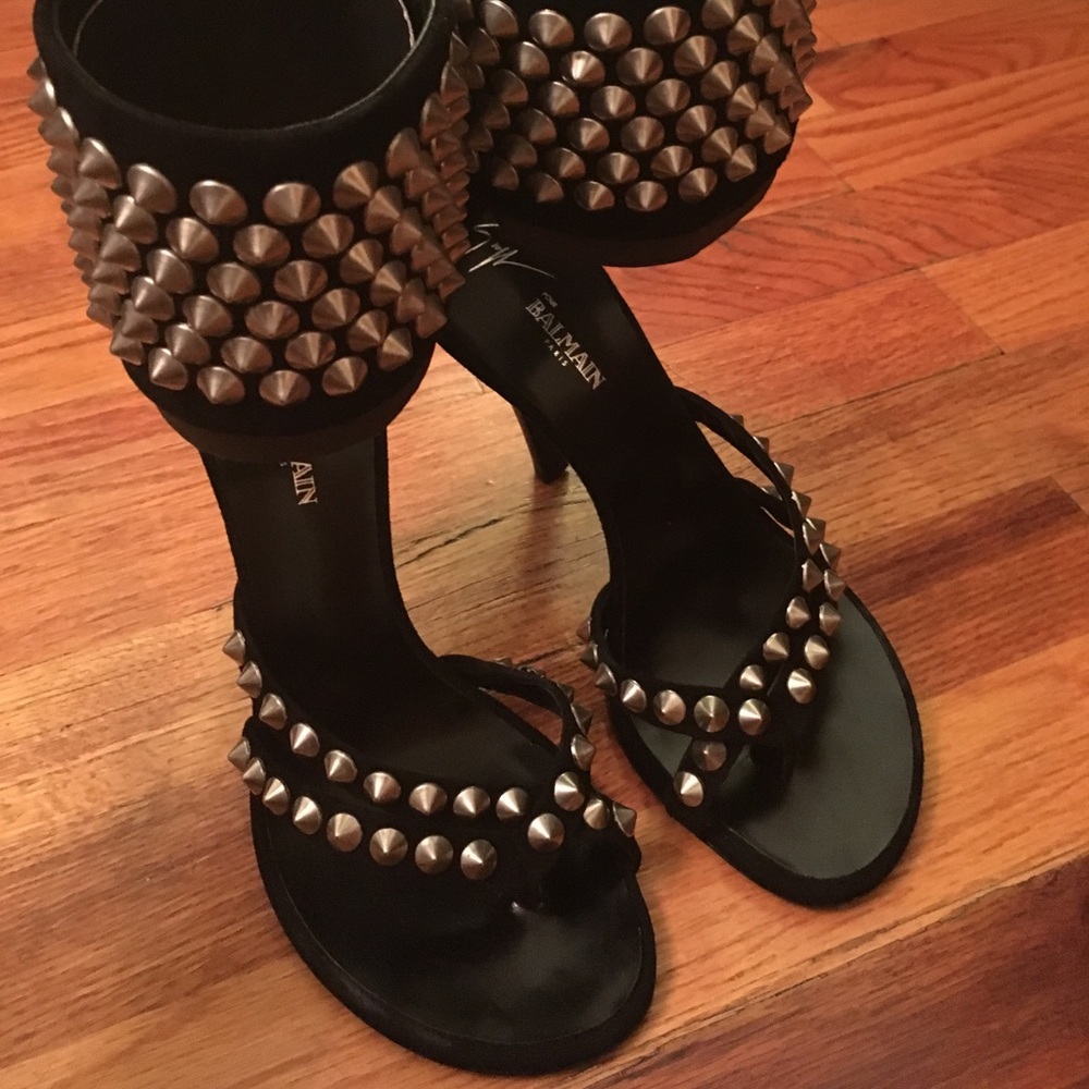 Giuseppe x Balmain Paris spiked black heel - Picture 2 of 8