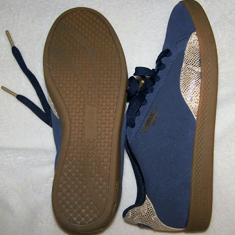New Puma Women's Match Blue Suede & Nude Snake