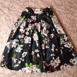 High Waisted Cherry Blossom Midi Skirt 