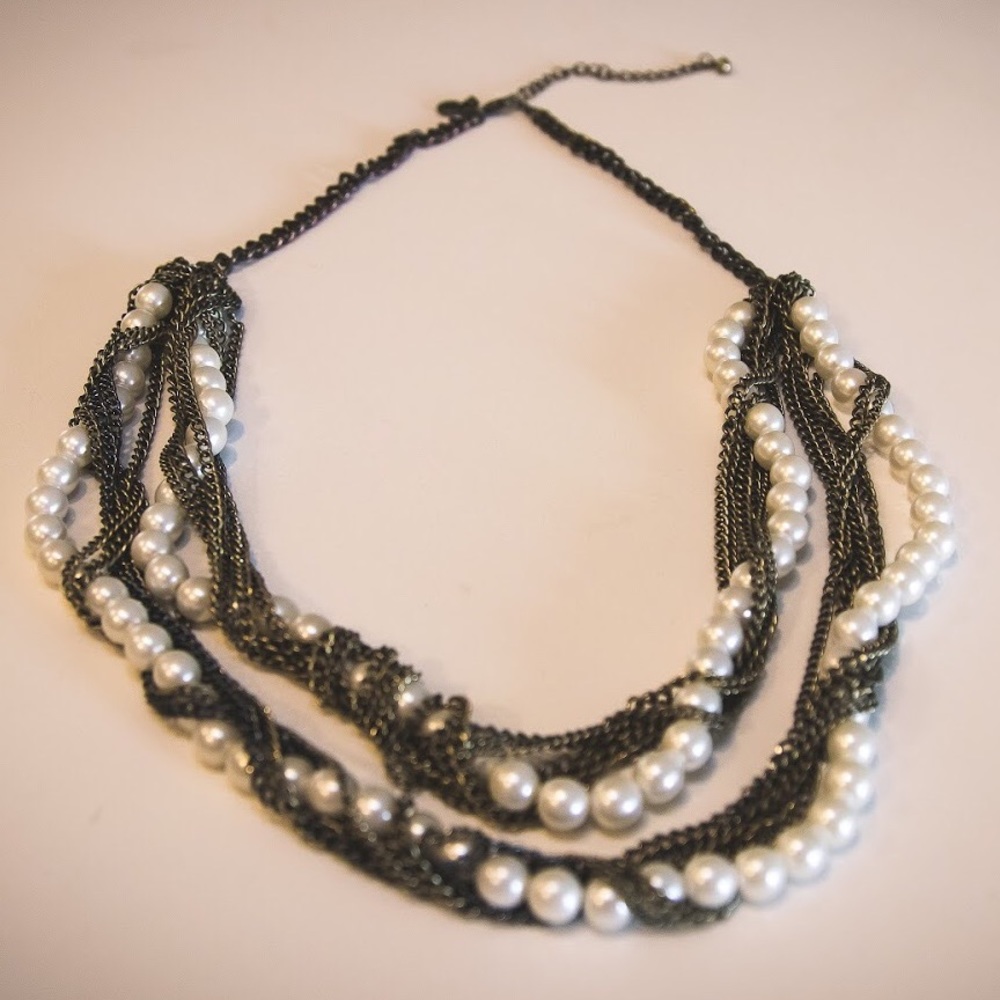 J.Crew Pearl & Chain Statement Necklace