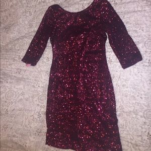 Wine Sparkly Homecoming Dress