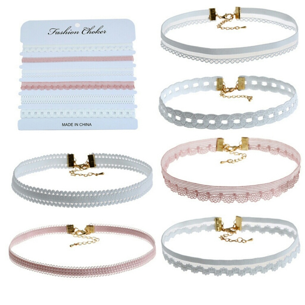 6Pc 2 Color Lace Choker Set