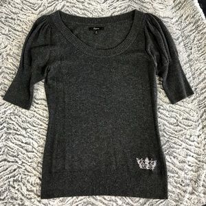 Express grey elbow length sweater with rhinestones