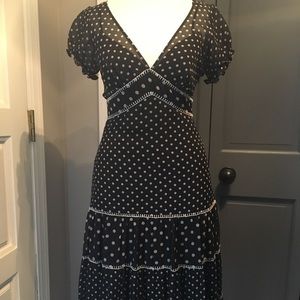 BCBG Max Azria Womens 2 Black Polka Dot Silk Dress
