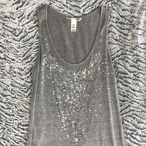 H&M grey tank with silver sparkles