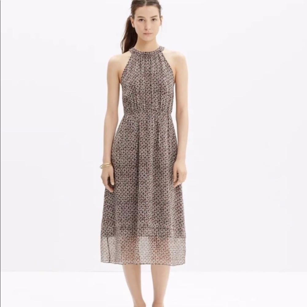 Madewell Silk Midi Diamond Tile Shoulder Baring