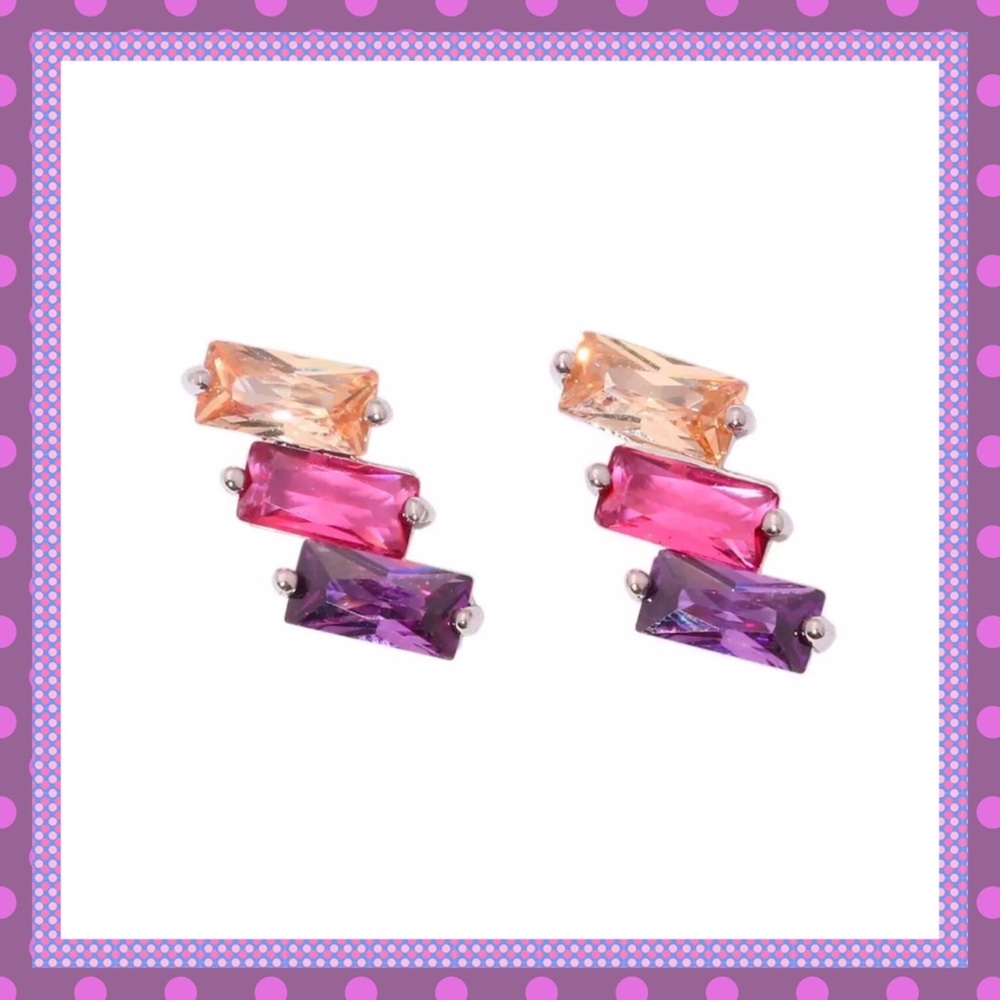 💐Amethyst Kunzite Morganite Gems Stud Earrings💐