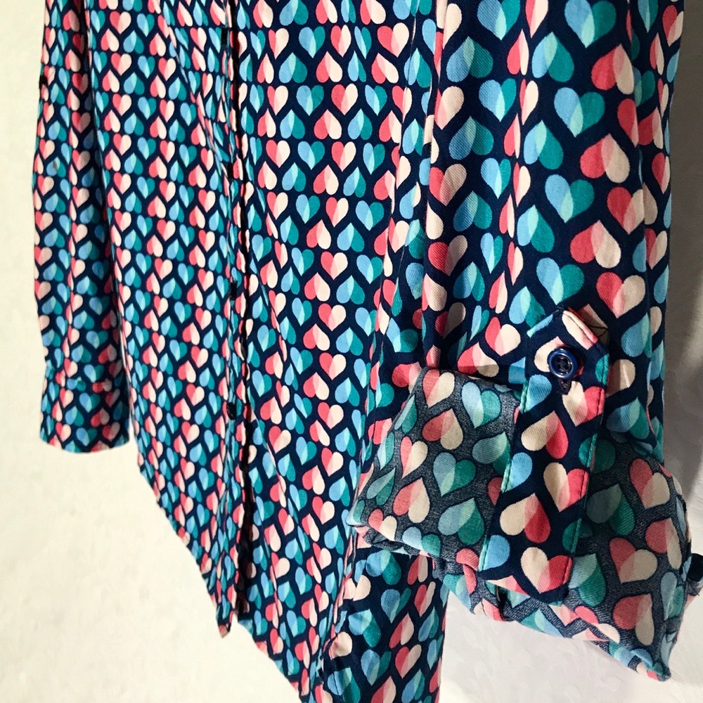Talbots's M Petite Long Sleeve Heart Print  shirt