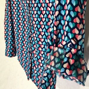 Talbots's M Petite Long Sleeve Heart Print  shirt